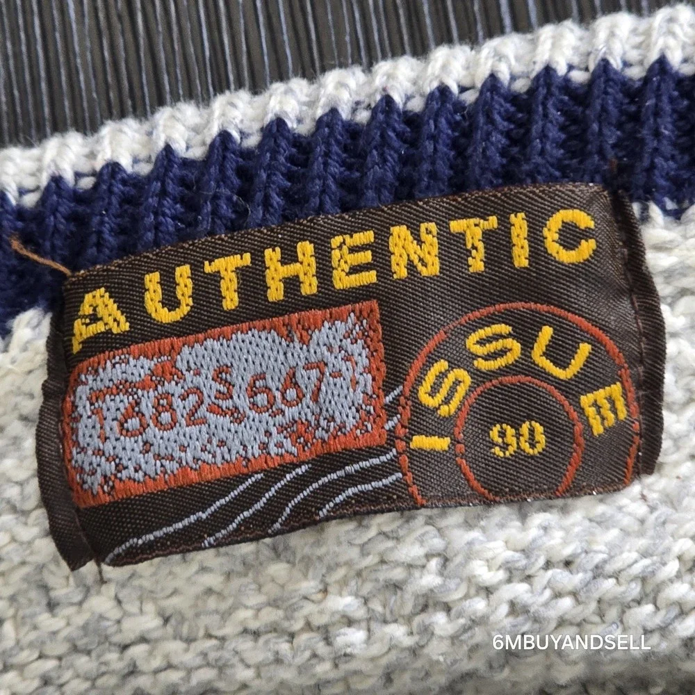 Authentic‎ Issue 90 Vintage Mens Large Cotton Knit Fair Isle Sweater Made in USA